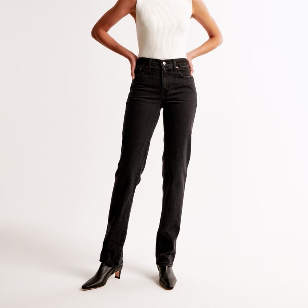 NWT Abercrombie 90s Straight Leg black, 0/25